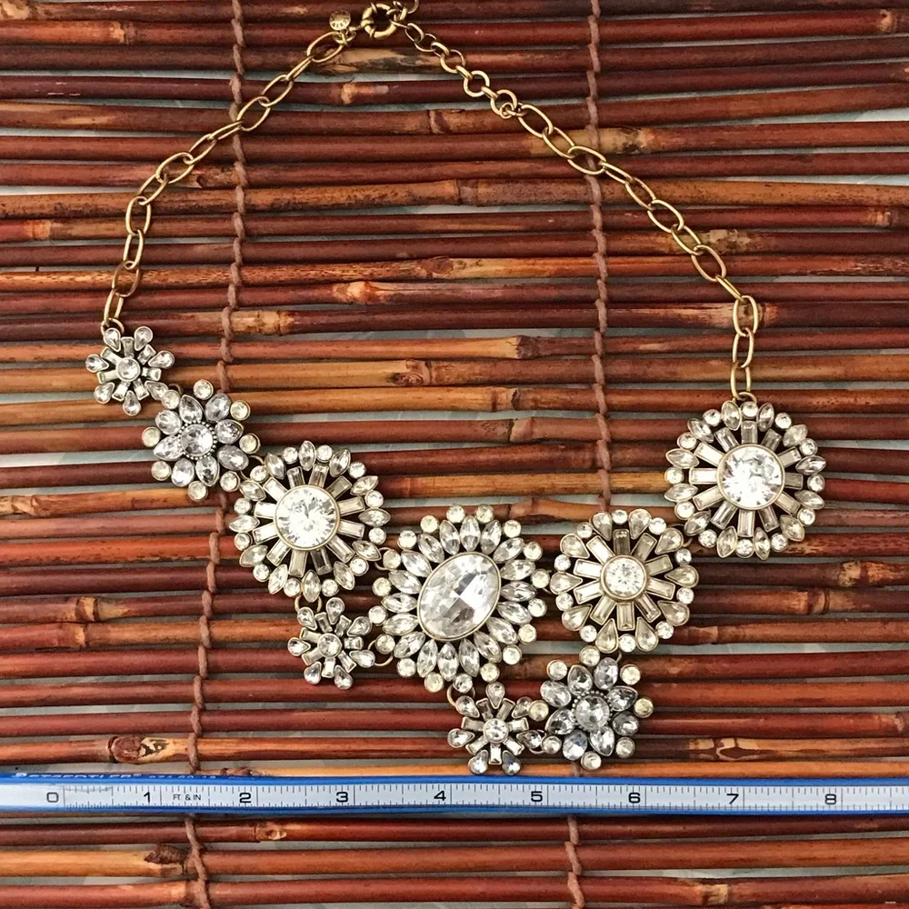 J. Crew Crystal  Rhinestone Flower Lattice Necklace